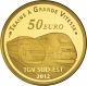 France 50 Euro Gold Coin - Lyon Saint-Exupéry Railway Station - TGV South East and TGV Duplex 2012 - © NumisCorner.com