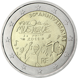 Details about   France 2 euro coin 2011 "Day of Music Fete de la Musique" UNC