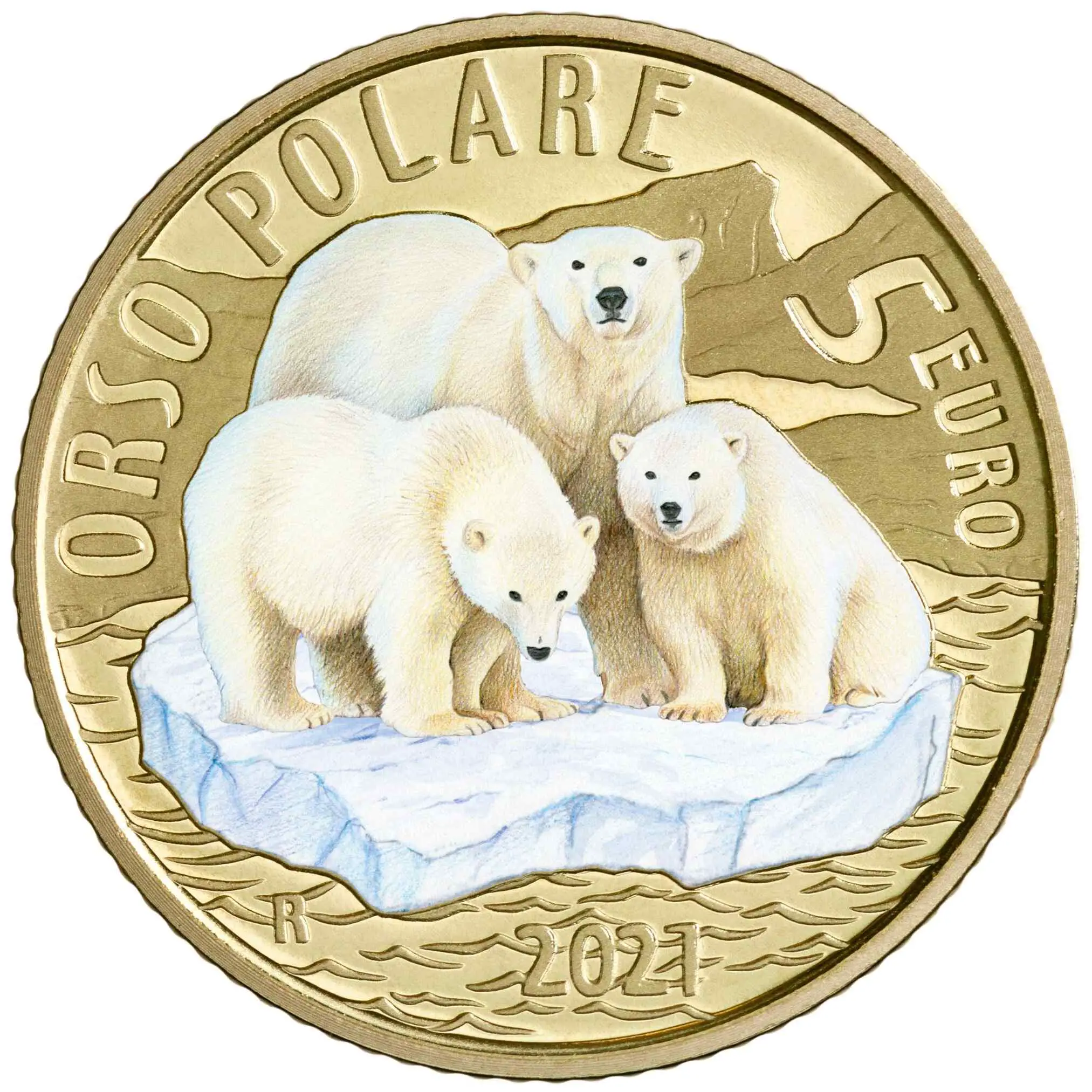 Italy 5 Euro Coin - Sustainable World - Endangered Animals - Polar Bear  2021  - The Online Eurocoins Catalogue