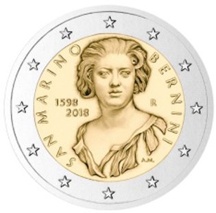 2018 SAN MARINO 420 ANNIVERSARY BIRTH OF BERNINI 2 EURO COMMEMORATIVE COIN 