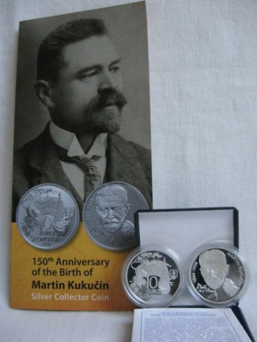 2010 Slovakia € 10 Euro Silver BU Coin Martin Kukucin 150 Years 