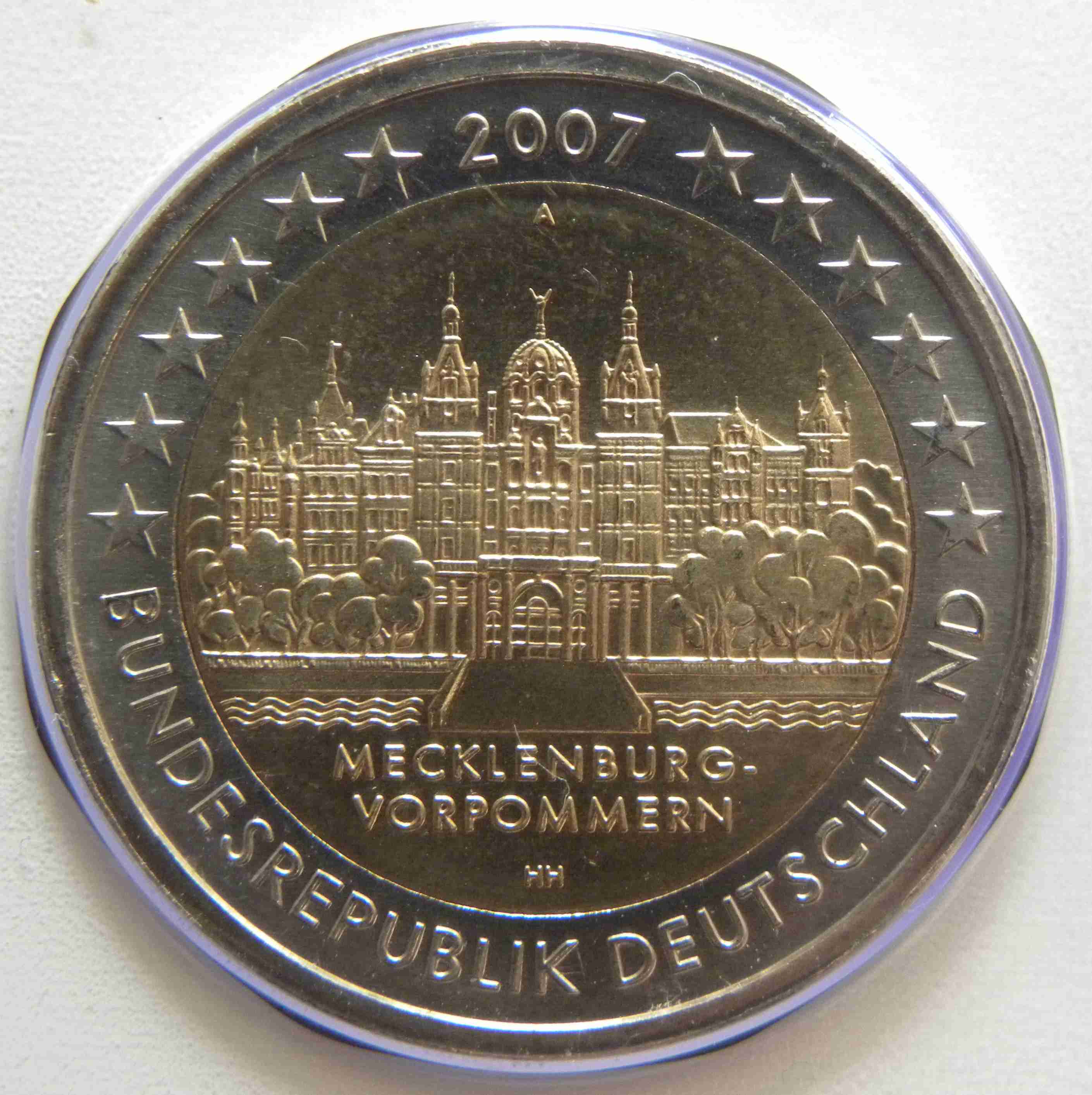 Berlin 2007 Germany 2 Euro UNC Coin Mecklenburg-Vorpommern Schwerin A