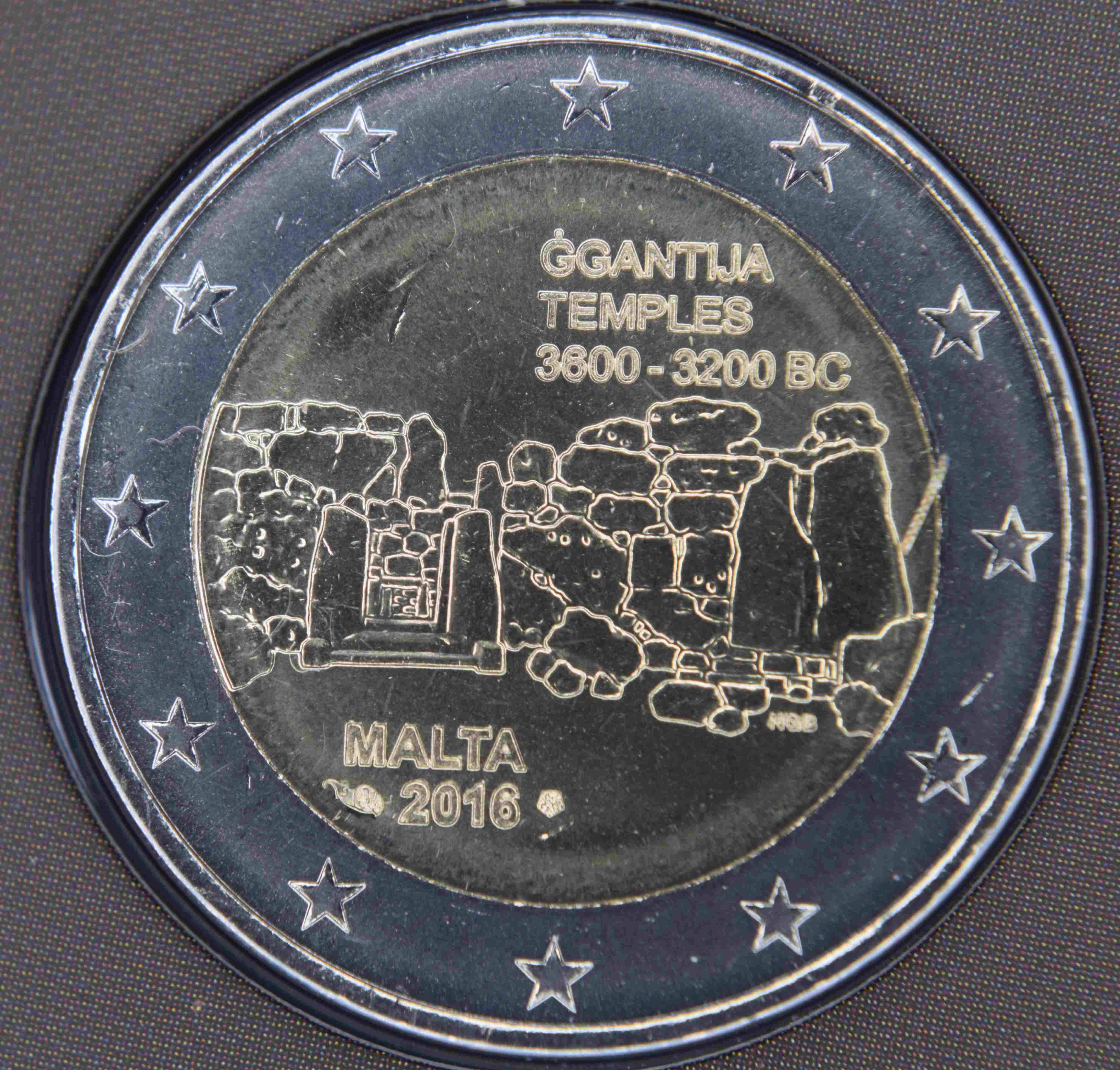 Ggantija temples MALTA 2 EURO 2016 Commemorative 2 Euro Coin UNCIRCULATED 